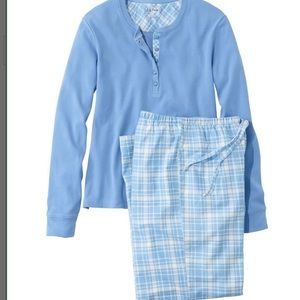 LL Bean women’s size M cozy pj set- soft blue NWT